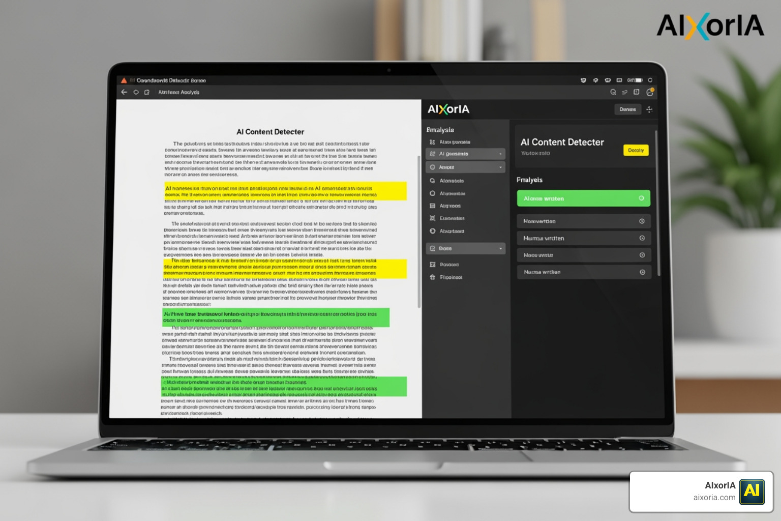 Visual representation of sentence-level AI highlighting and writing analysis