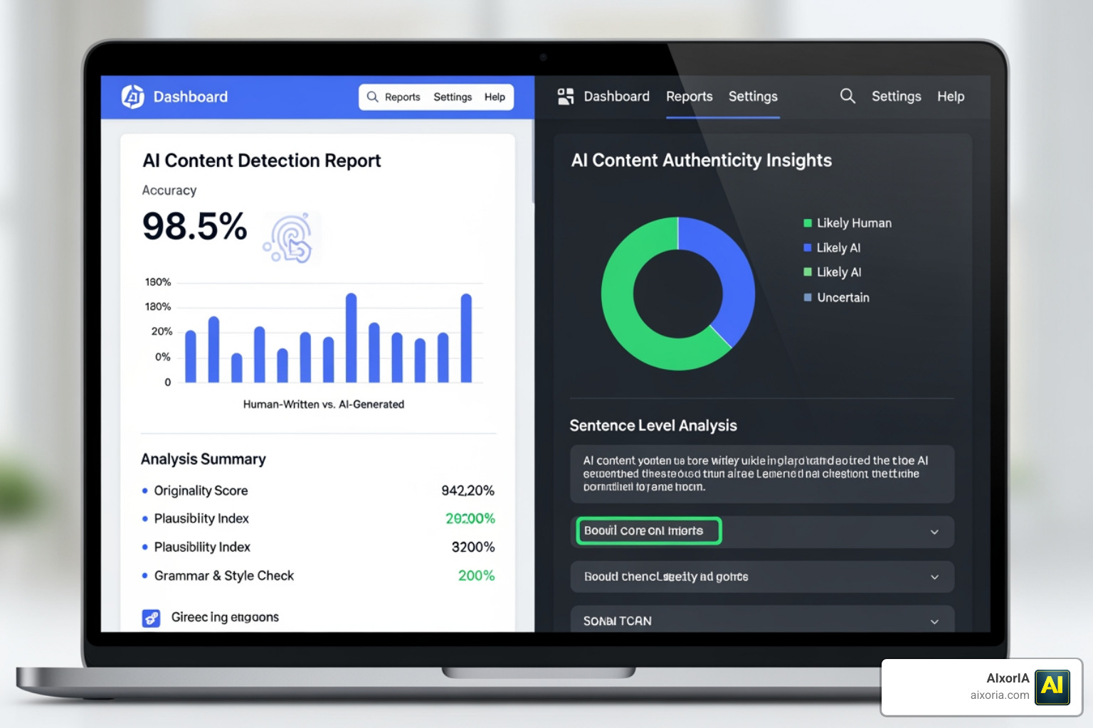 Comparing top AI detection software interfaces and reporting styles