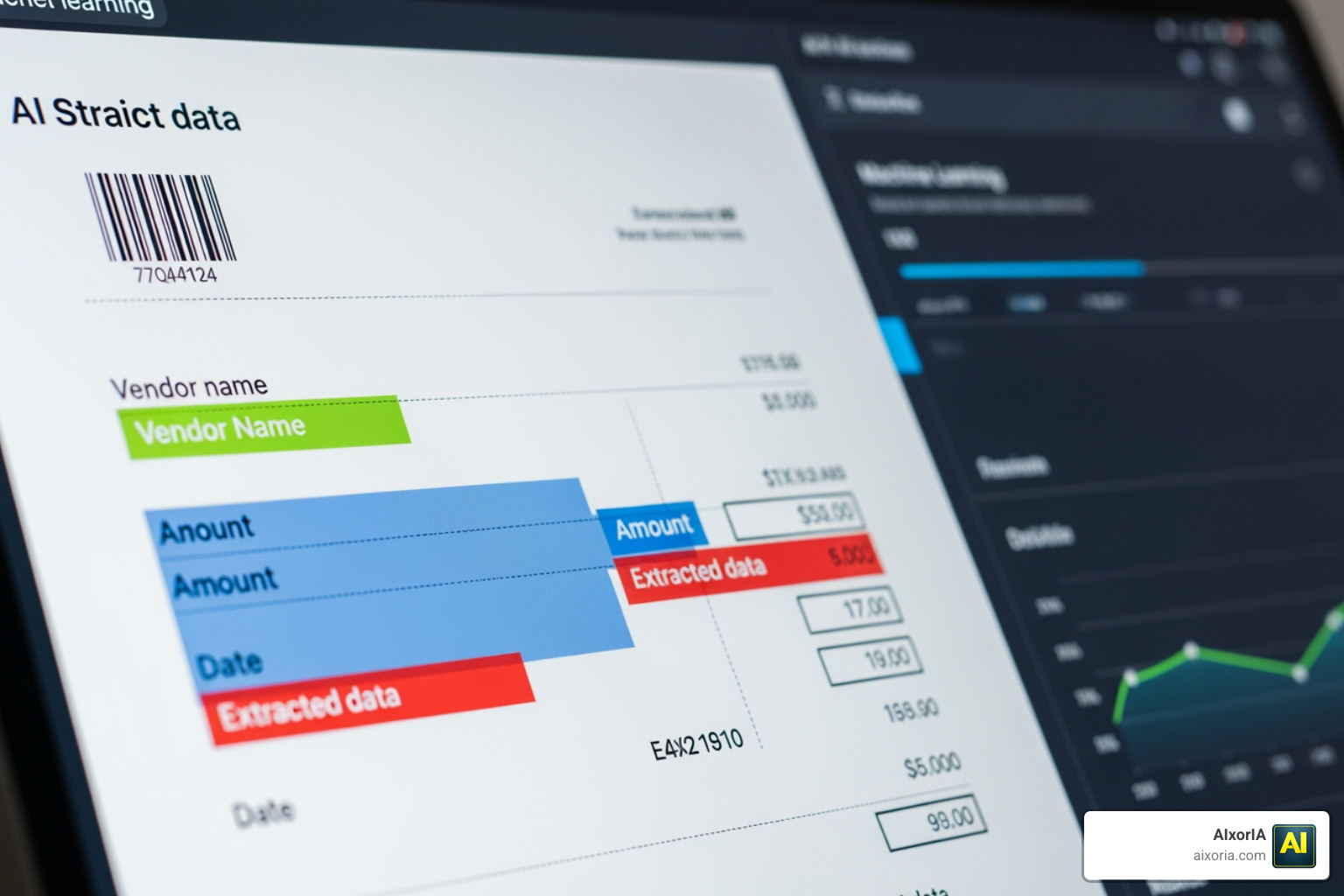 AI data extraction process showing how machine learning identifies invoice fields