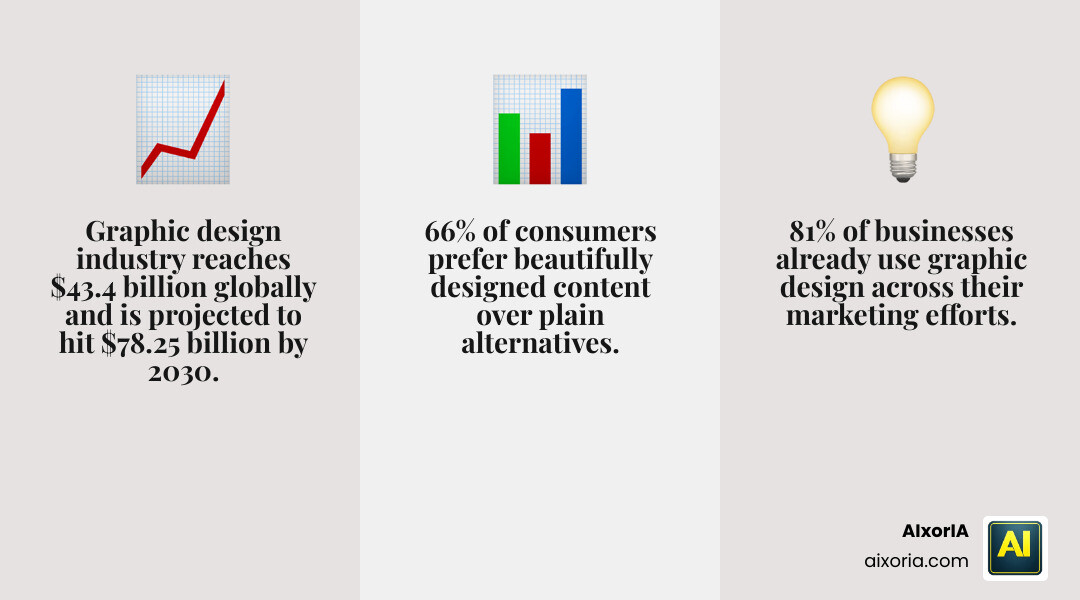 Infographic showing types of free graphic design software and how beautiful design increases consumer preference by 66%