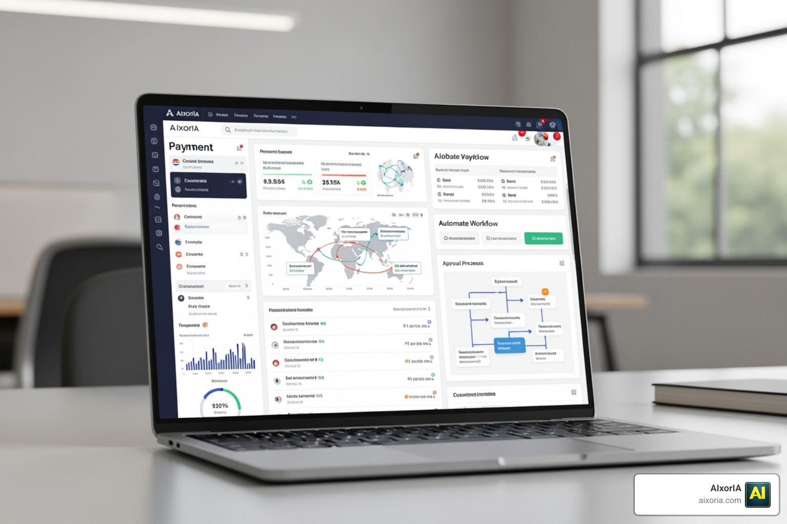 Global payment interface and automated workflow dashboard