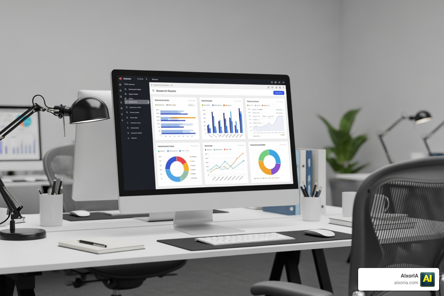 data visualization dashboard showing research results