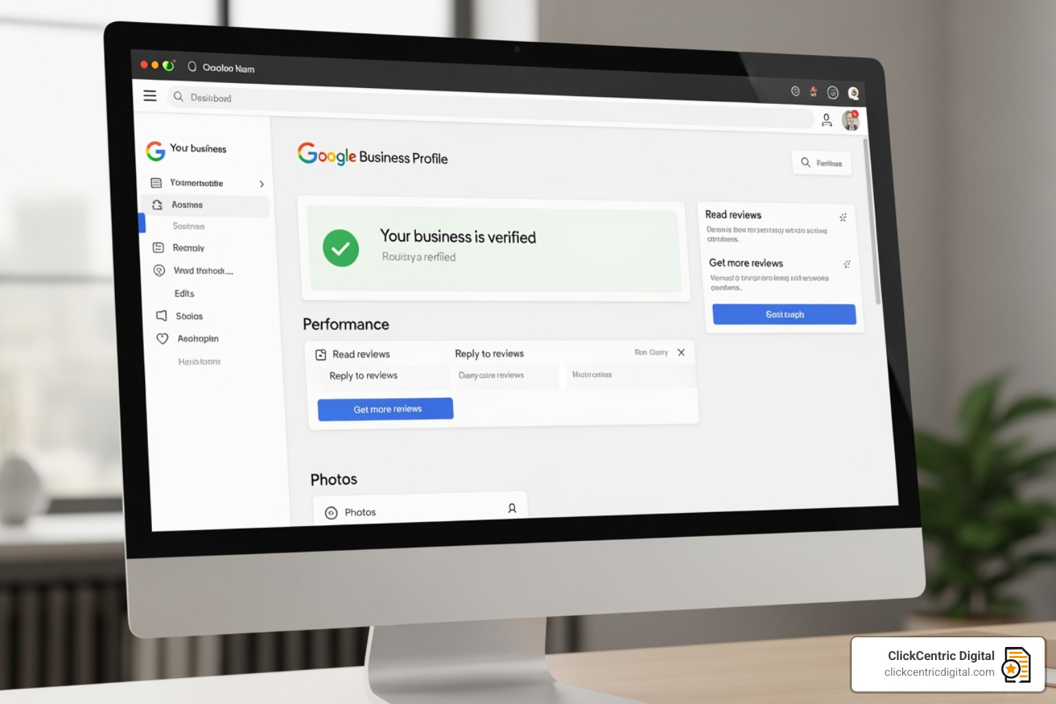 Google Business Profile verification dashboard showing the status of a verified business listing