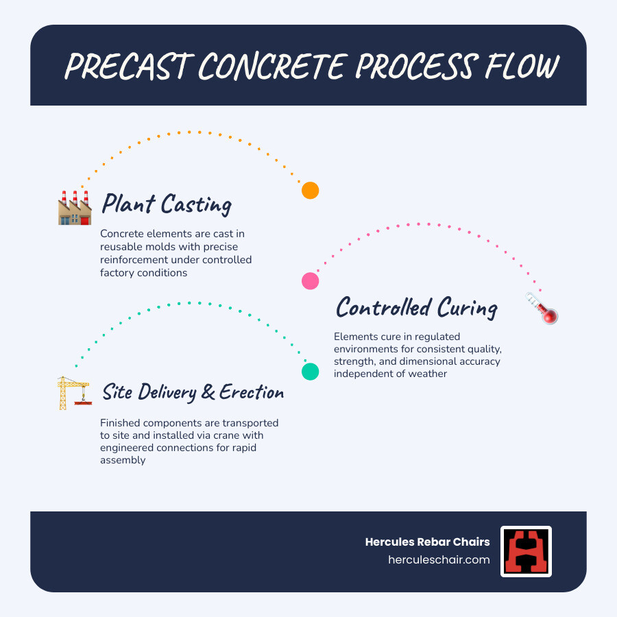 infographic showing plant casting curing transport and crane erection infographic infographic showing plant casting curing transport and crane erection infographic
