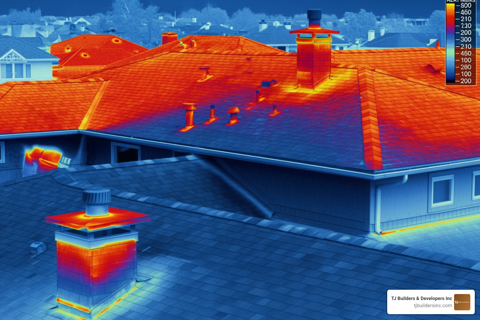 thermal imaging scan of a residential roof