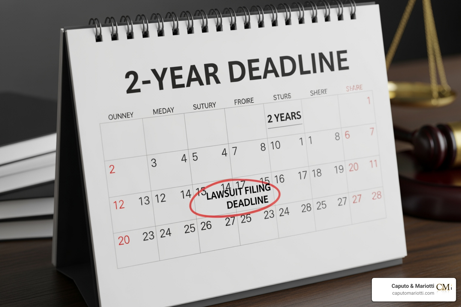 calendar showing a 2-year deadline for filing a lawsuit calendar showing a 2-year deadline for filing a lawsuit