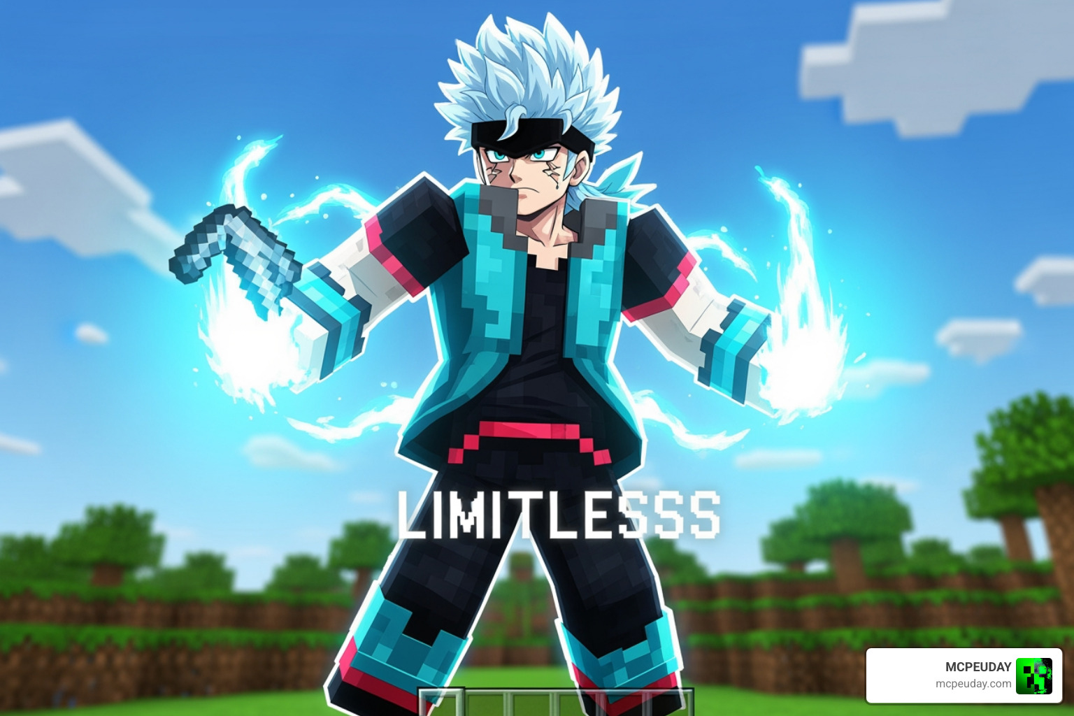 Gojo Satoru using Limitless abilities in Minecraft Bedrock with cinematic animations Gojo Satoru using Limitless abilities in Minecraft Bedrock with cinematic animations