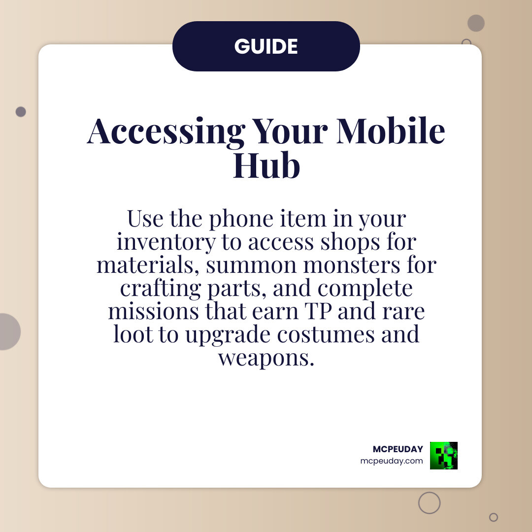 Infographic showing the mobile phone UI and how to access the shop and missions infographic