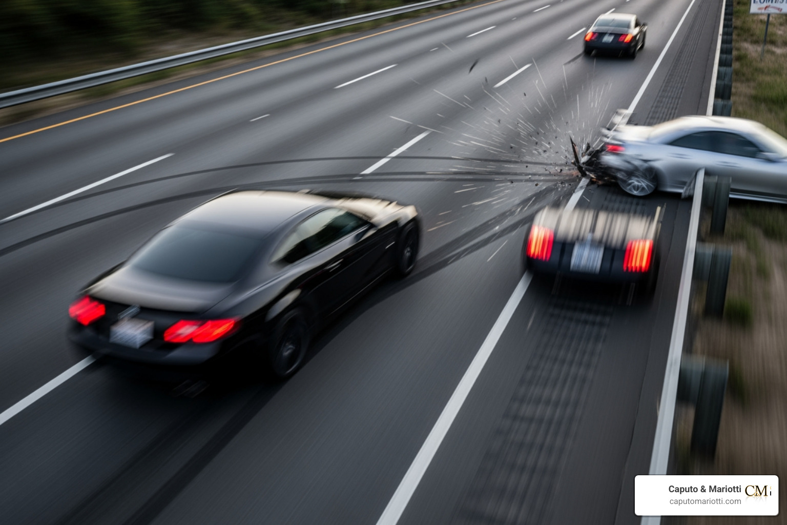 A car accident scene representing the zone of danger A car accident scene representing the zone of danger