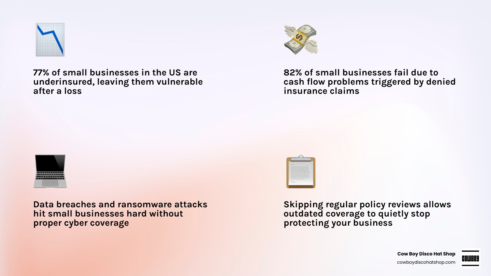 Infographic showing top 5 costly insurance mistakes every business owner makes and top causes of claim denials infographic