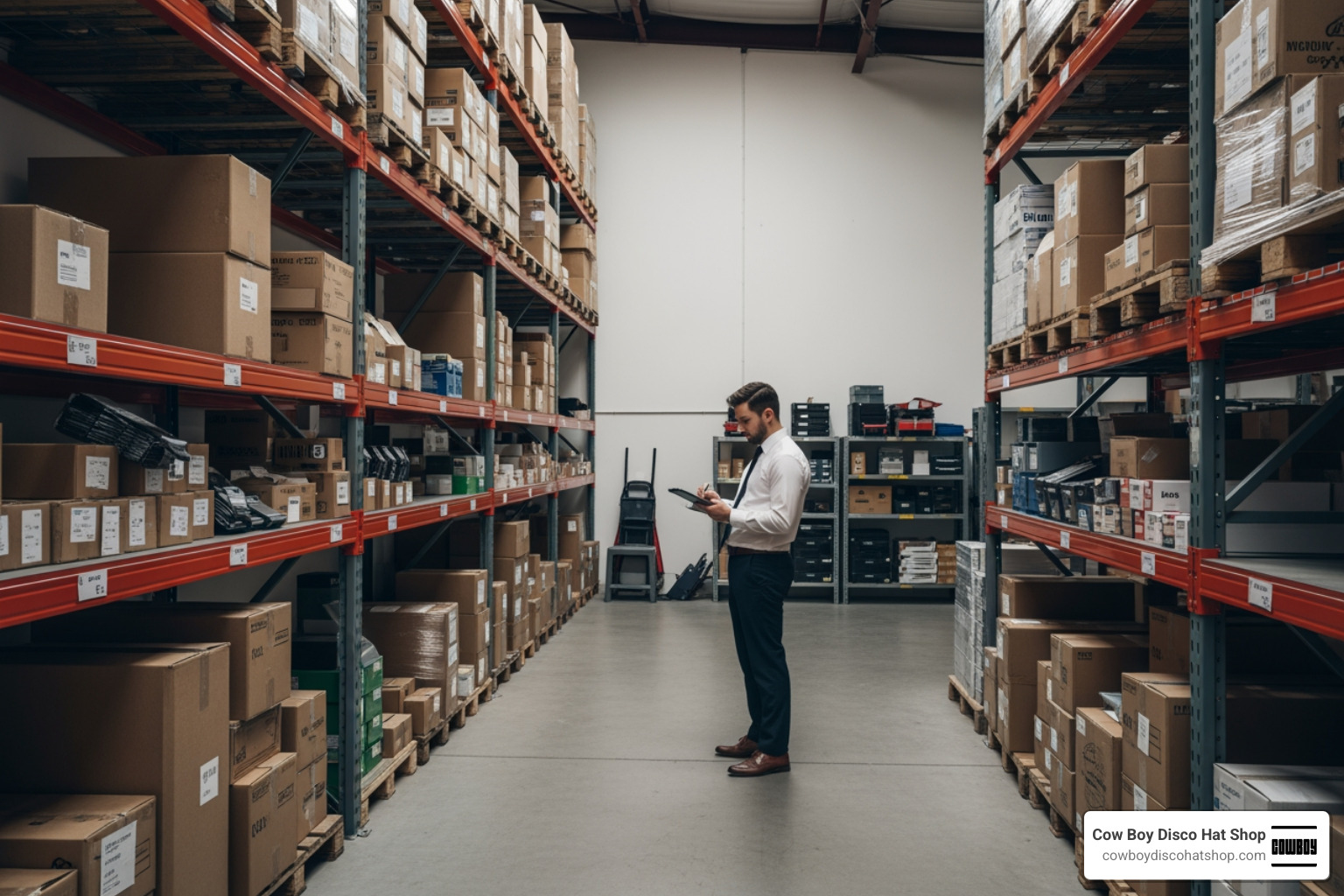 A small business warehouse filled with inventory and equipment being valued for insurance