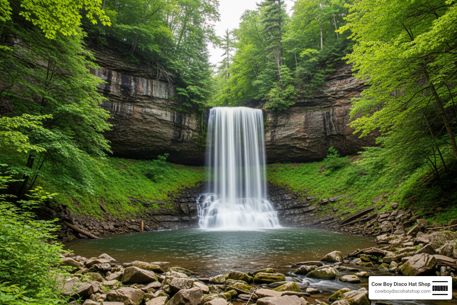 A crowd-free waterfall in New York state illustrating the serenity of hidden gems
