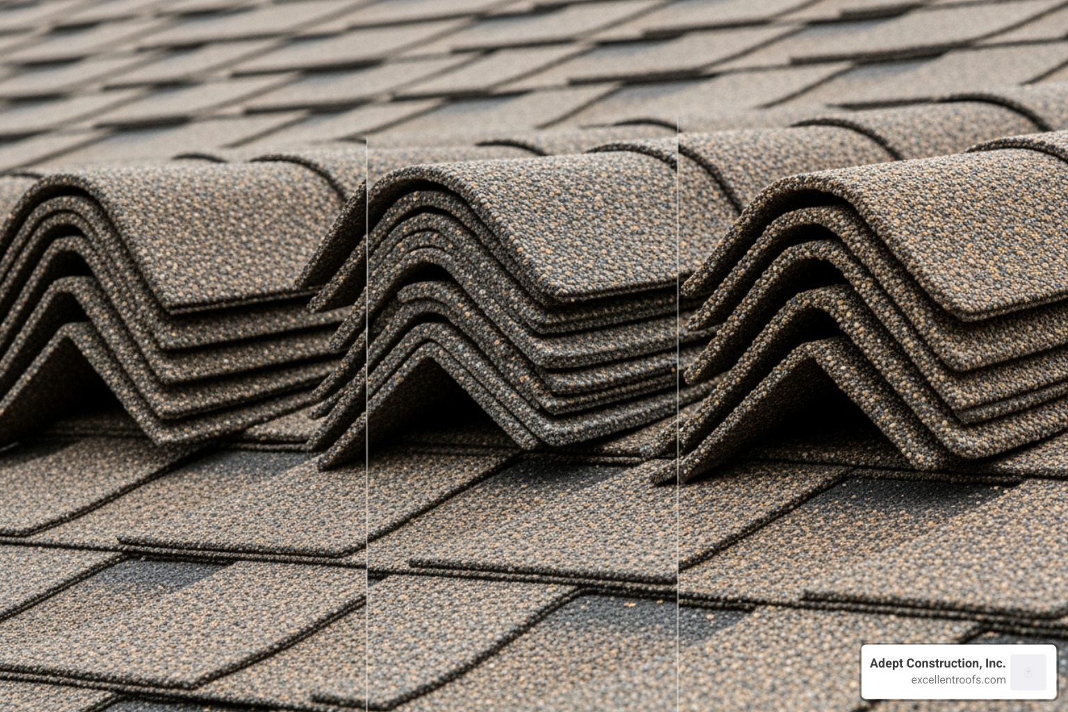 comparison of 3-tab, architectural, and luxury shingle textures and profiles