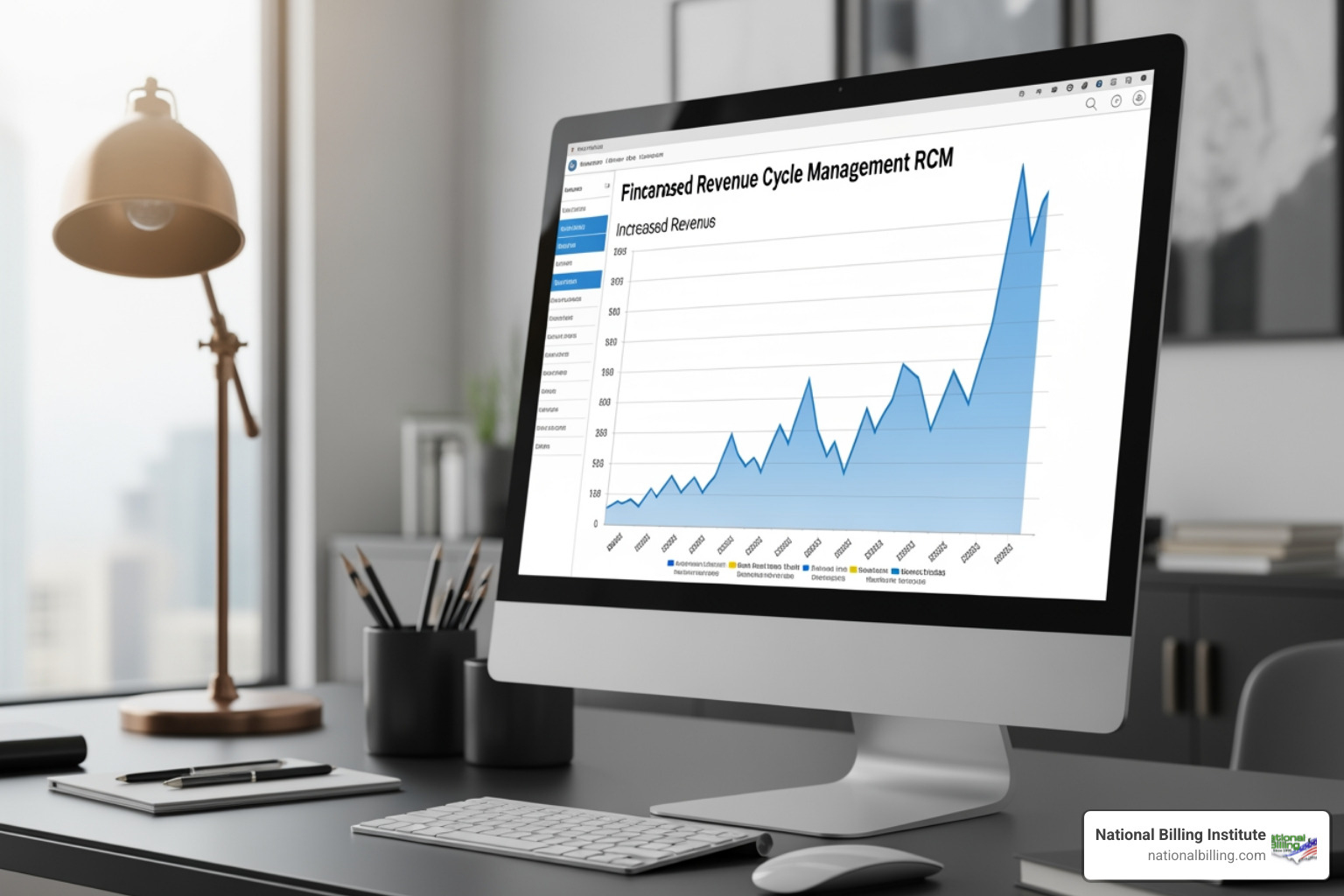 Financial growth chart showing increased revenue through optimized RCM
