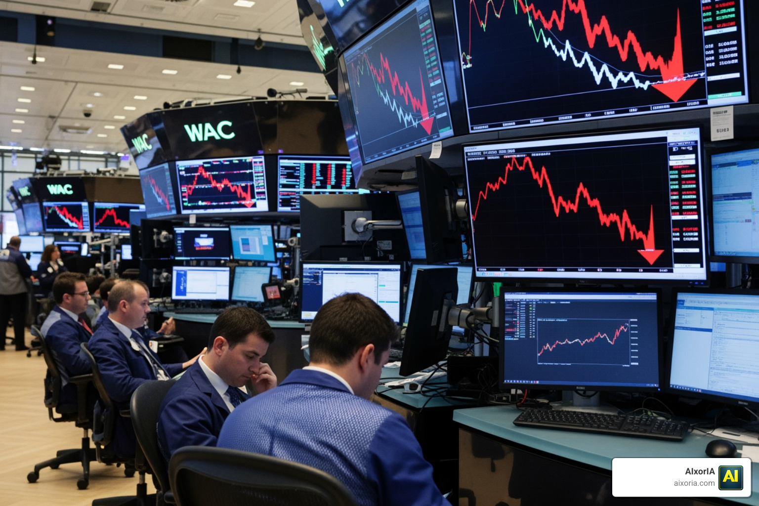Financial market charts showing $285 billion stock selloff
