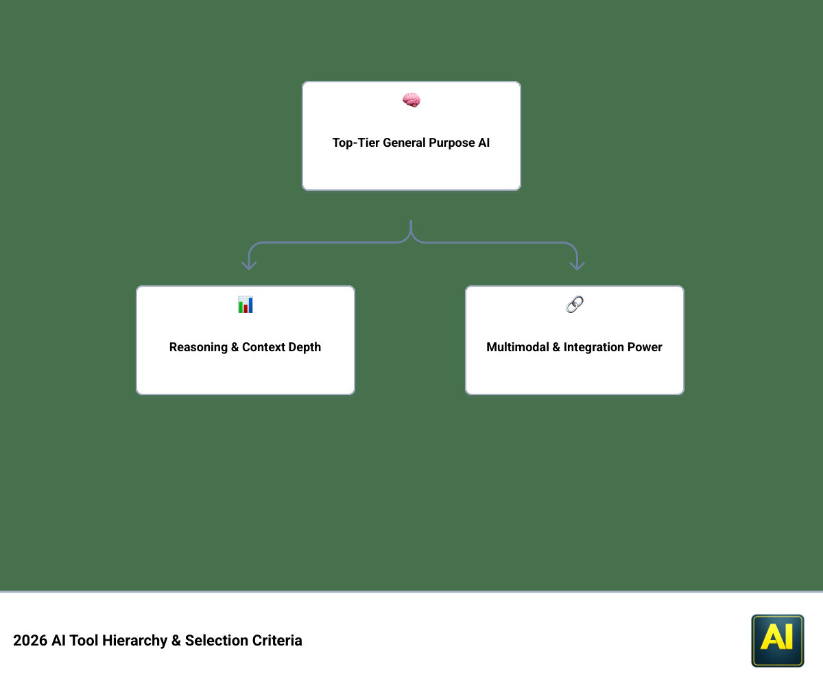 2026 AI tool hierarchy and selection criteria infographic infographic