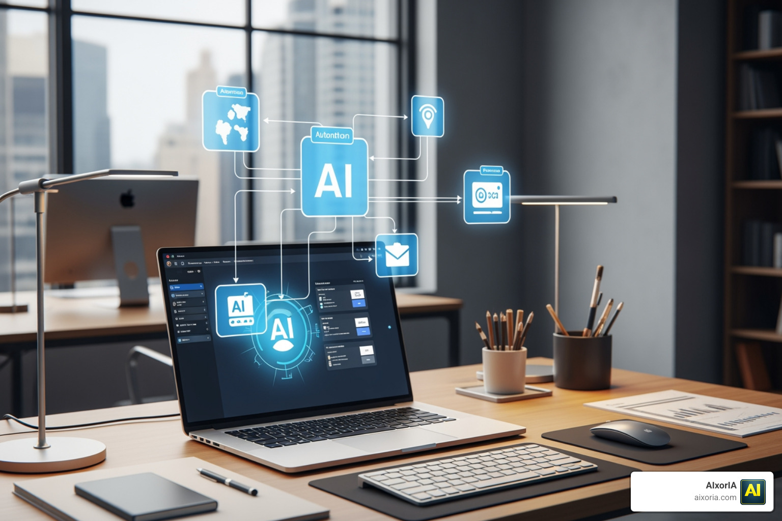 Automated workflow diagram connecting different AI apps