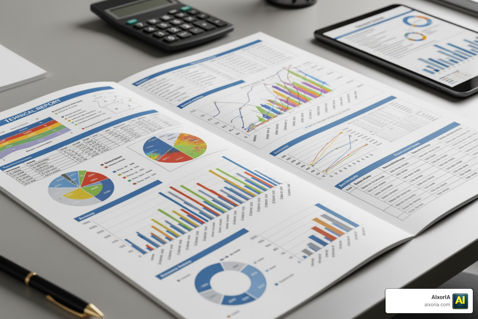 Technical document featuring complex data visualizations and structured data charts