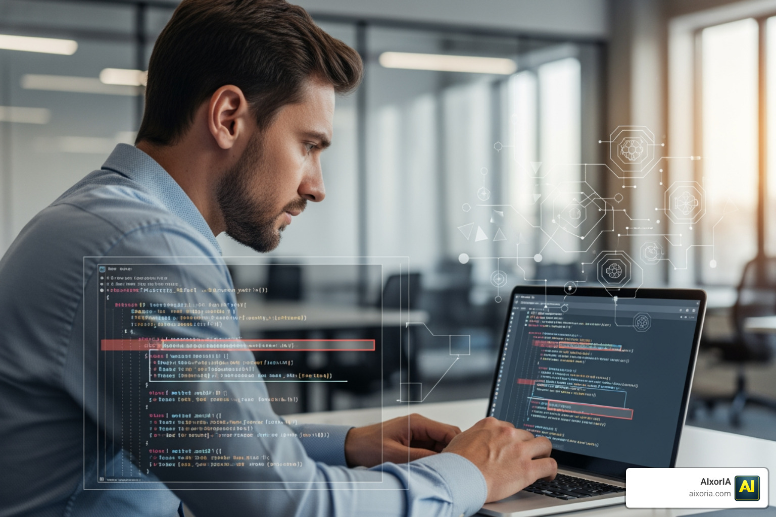 Developer reviewing AI-generated code for security vulnerabilities