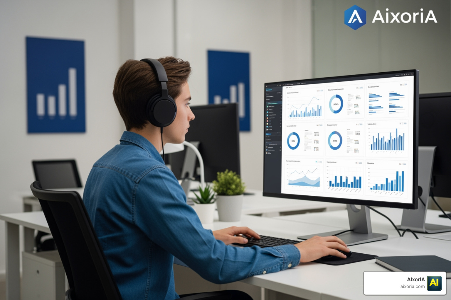 marketer analyzing data and performance metrics