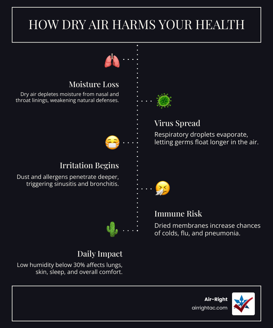 Infographic: cycle of dry air and dust health effects in Southern Nevada desert homes infographic
