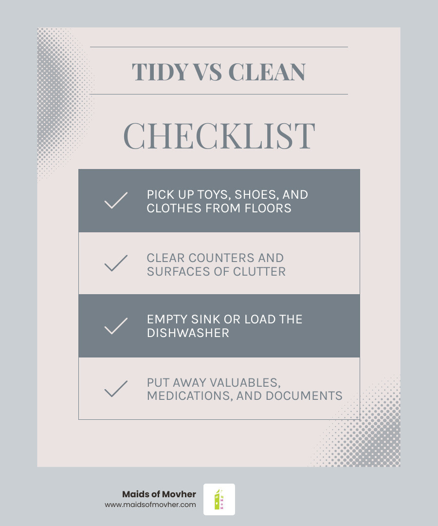 infographic showing what to tidy vs what to leave for professional cleaners before a maid visit infographic infographic showing what to tidy vs what to leave for professional cleaners before a maid visit infographic