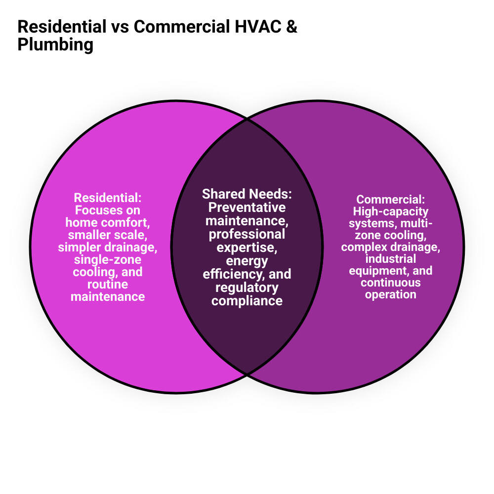 commercial HVAC vs residential scale infographic