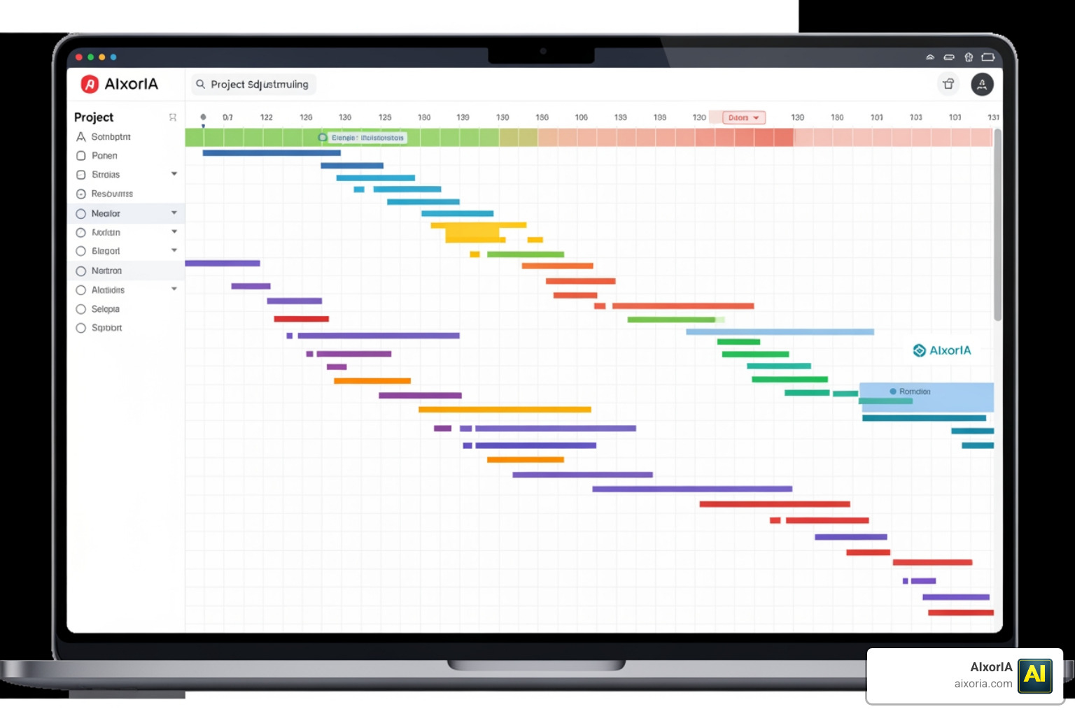 AI-powered project scheduling interface showing automated task adjustments