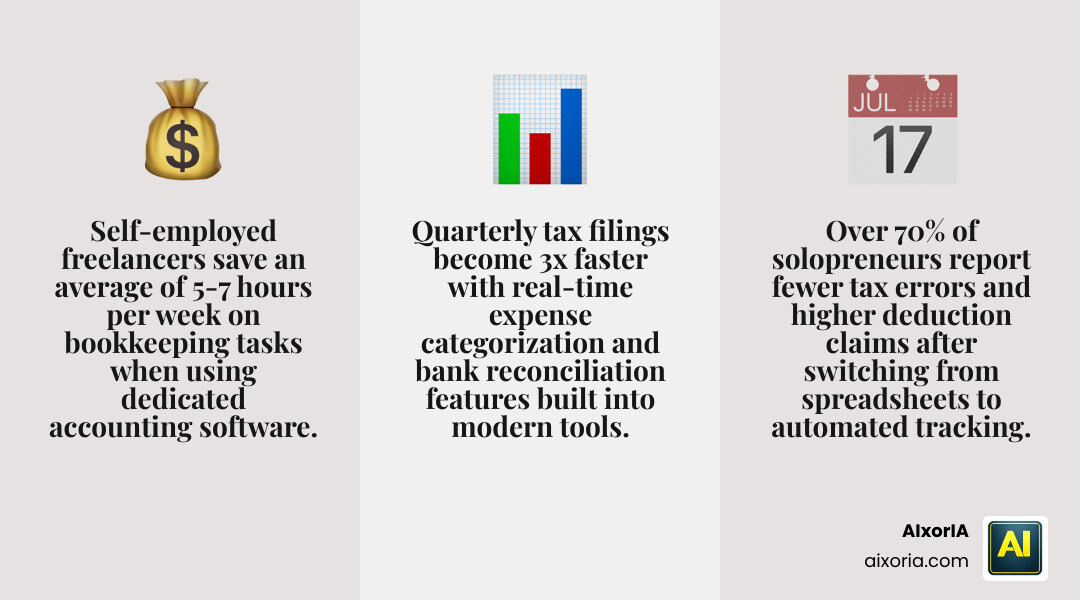Self-employed accounting workflow from income to tax filing infographic infographic