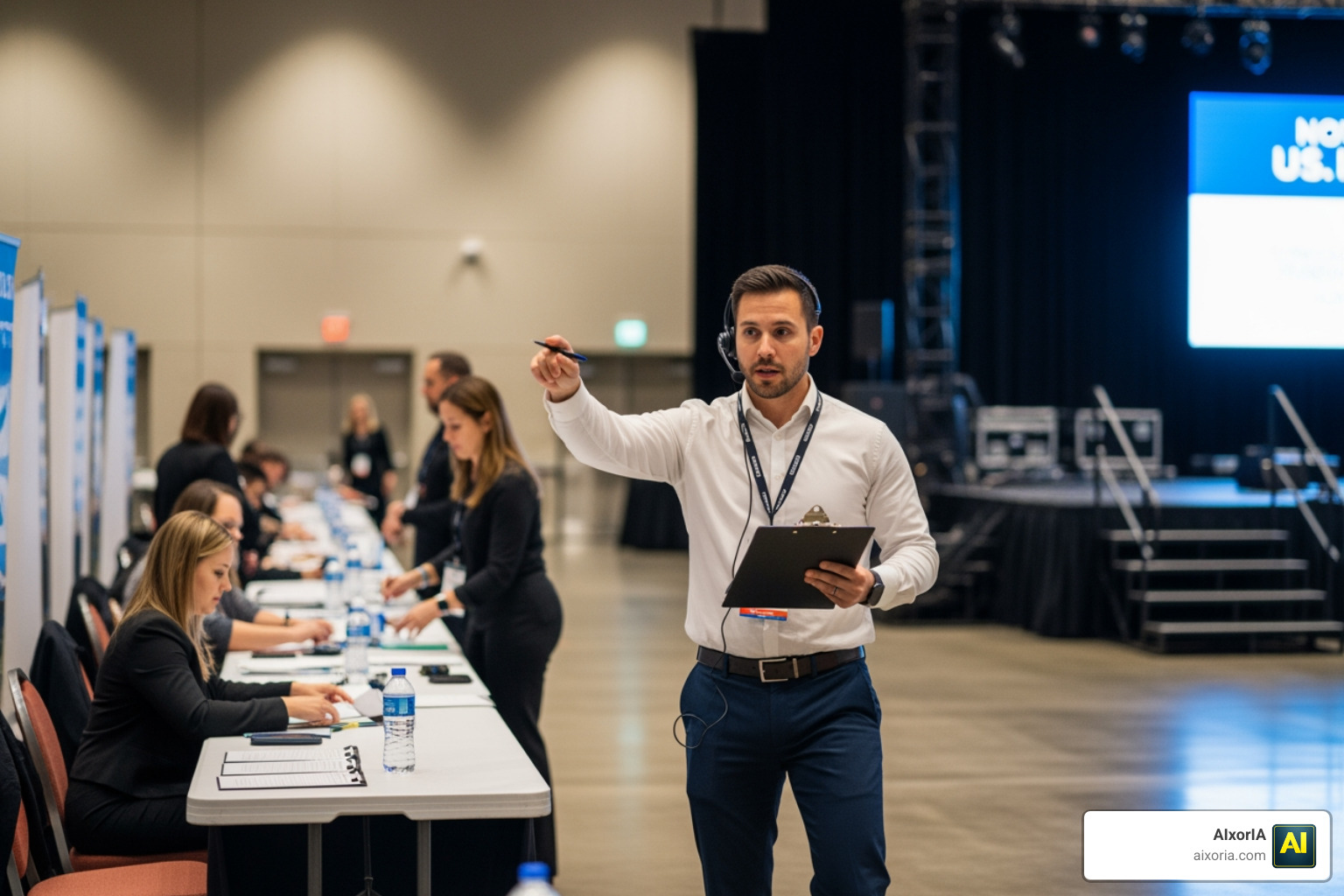 event manager coordinating logistics on-site event manager coordinating logistics on-site