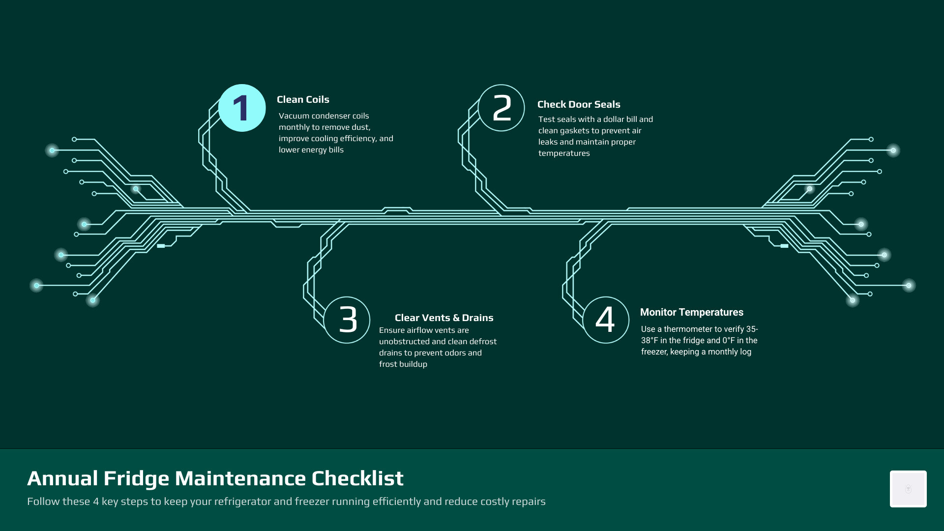 yearly fridge maintenance checklist infographic
