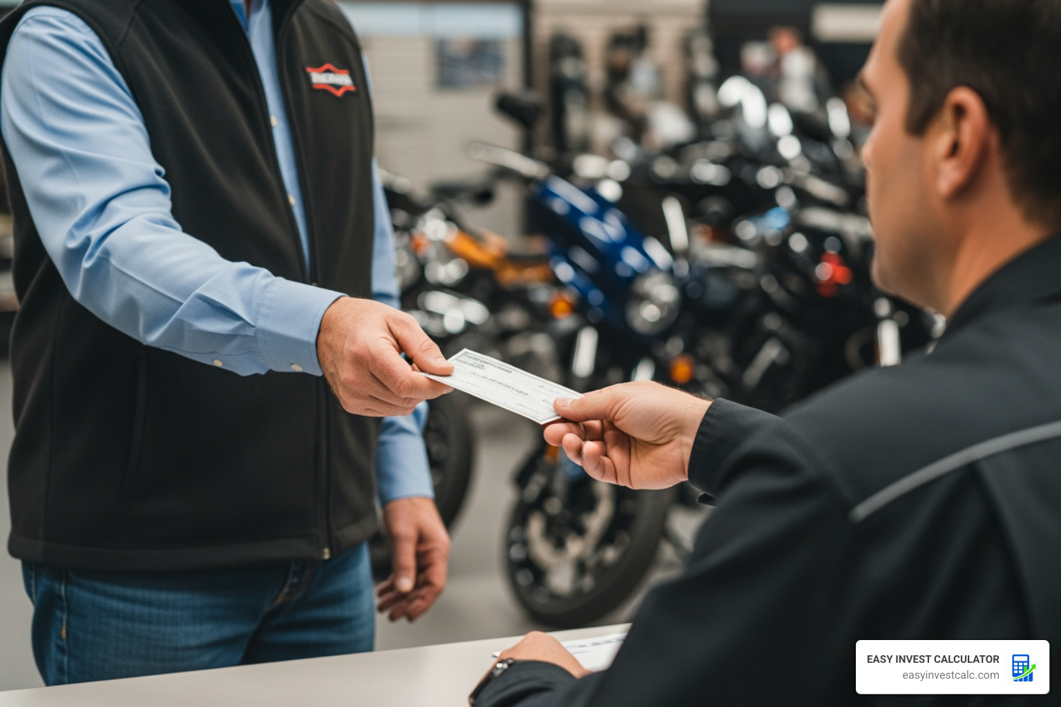 down payment transaction for a new motorcycle
