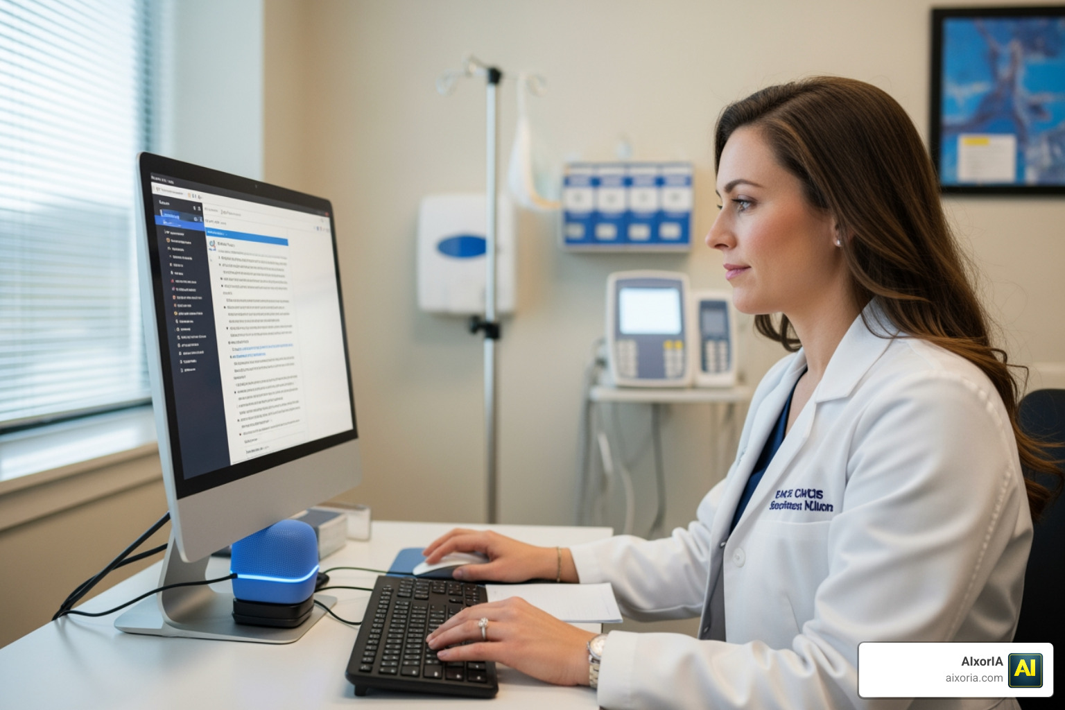 Medical professional using voice-to-text for patient notes