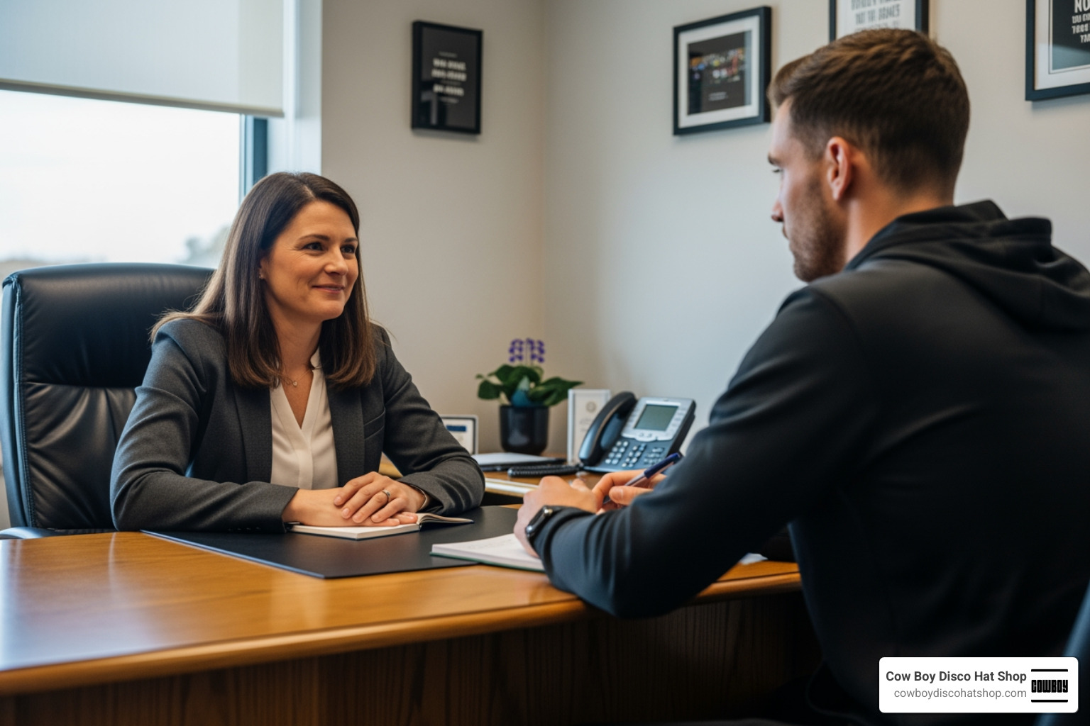 sports psychologist working with a professional athlete in a quiet office setting