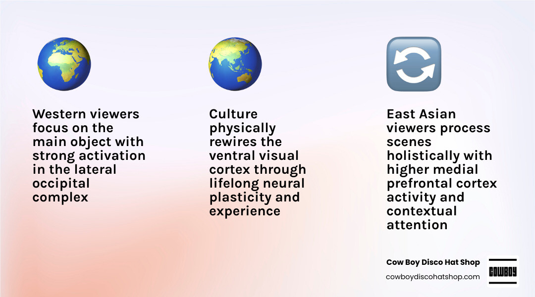 Comparison of Western vs. East Asian Visual Processing Styles infographic