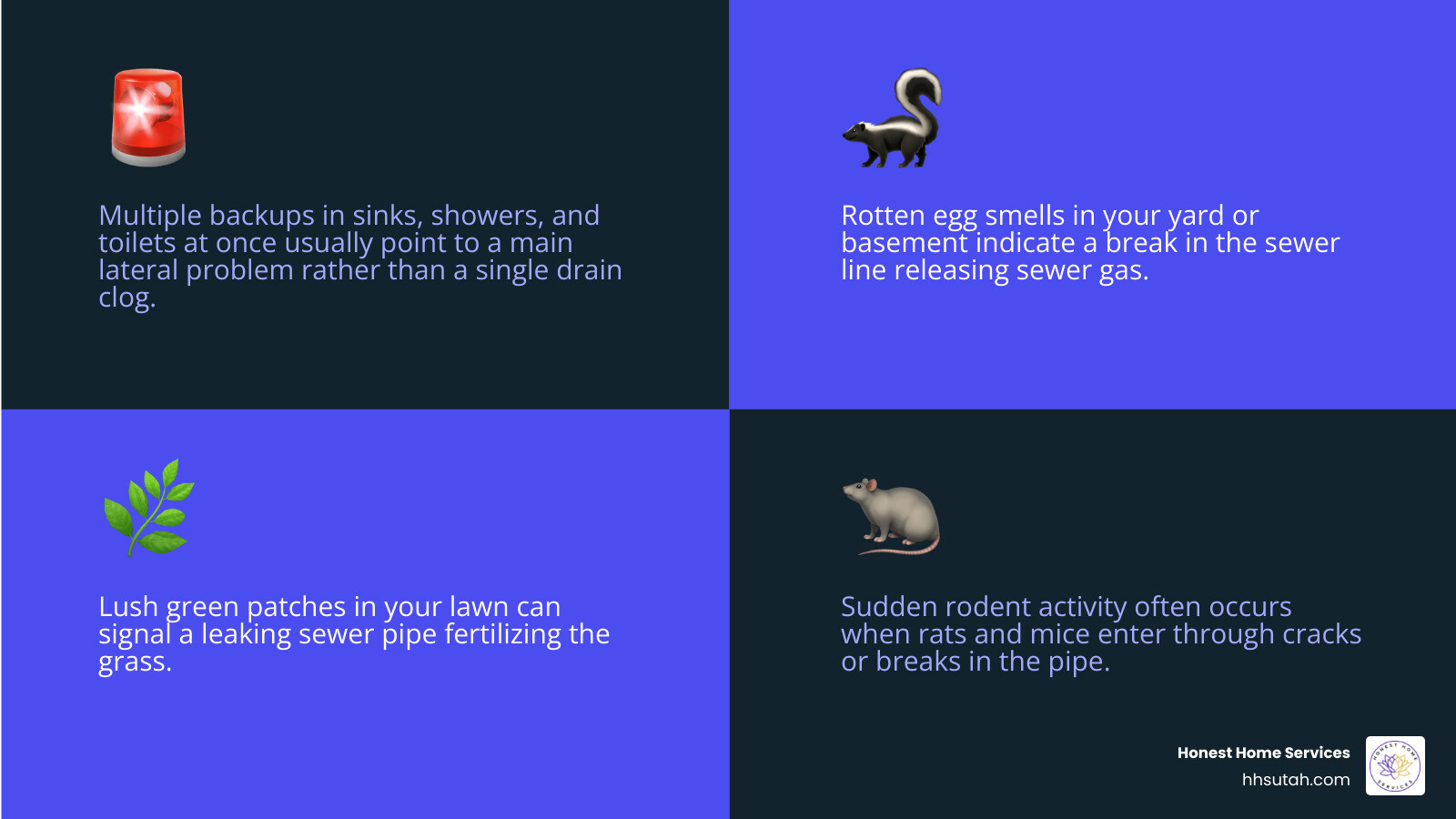 Infographic showing common sewer line problems: roots, grease, and pipe collapse infographic Infographic showing common sewer line problems: roots, grease, and pipe collapse infographic