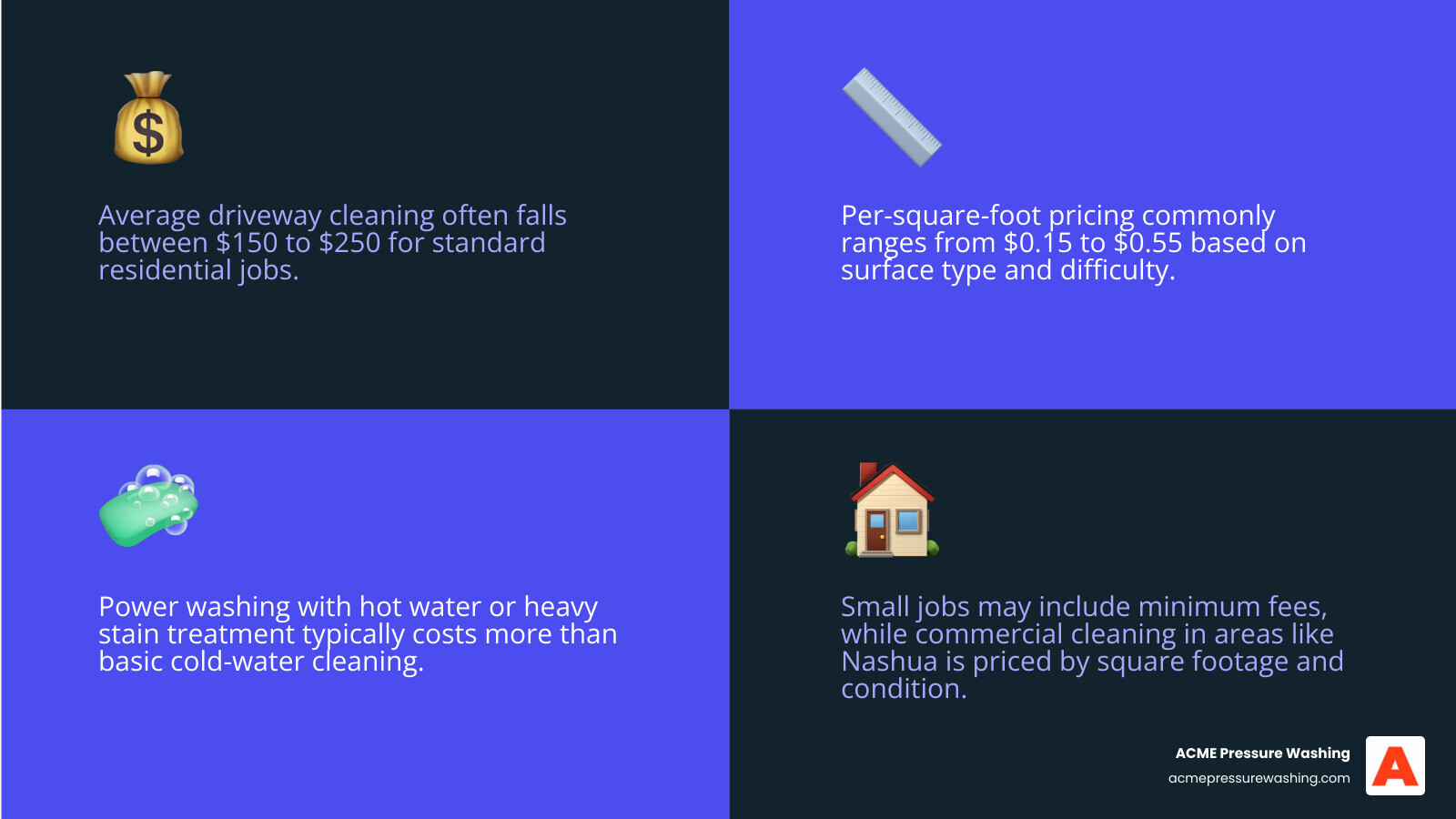 Infographic comparing pressure washing vs power washing by cost and use case infographic Infographic comparing pressure washing vs power washing by cost and use case infographic