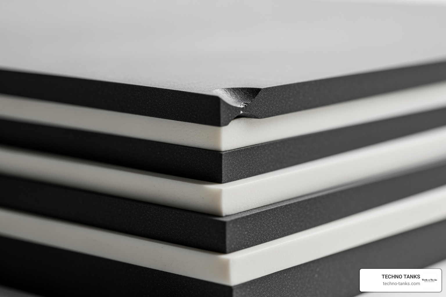 Close-up of Techno Tanks high-strength TPU material layers showing puncture resistance Close-up of Techno Tanks high-strength TPU material layers showing puncture resistance