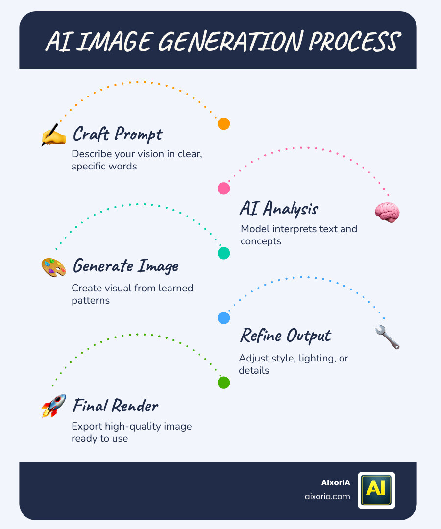 AI image generation process from text prompt to final rendered image infographic infographic AI image generation process from text prompt to final rendered image infographic infographic