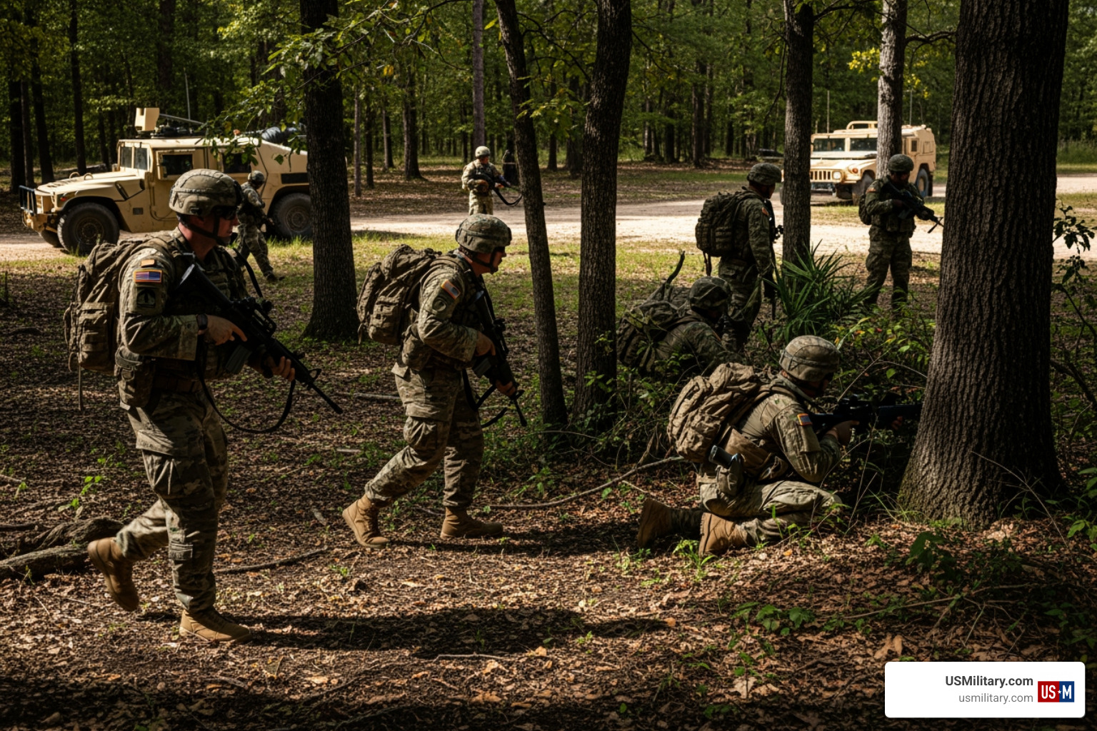 National Guard soldiers participating in a field training exercise National Guard soldiers participating in a field training exercise
