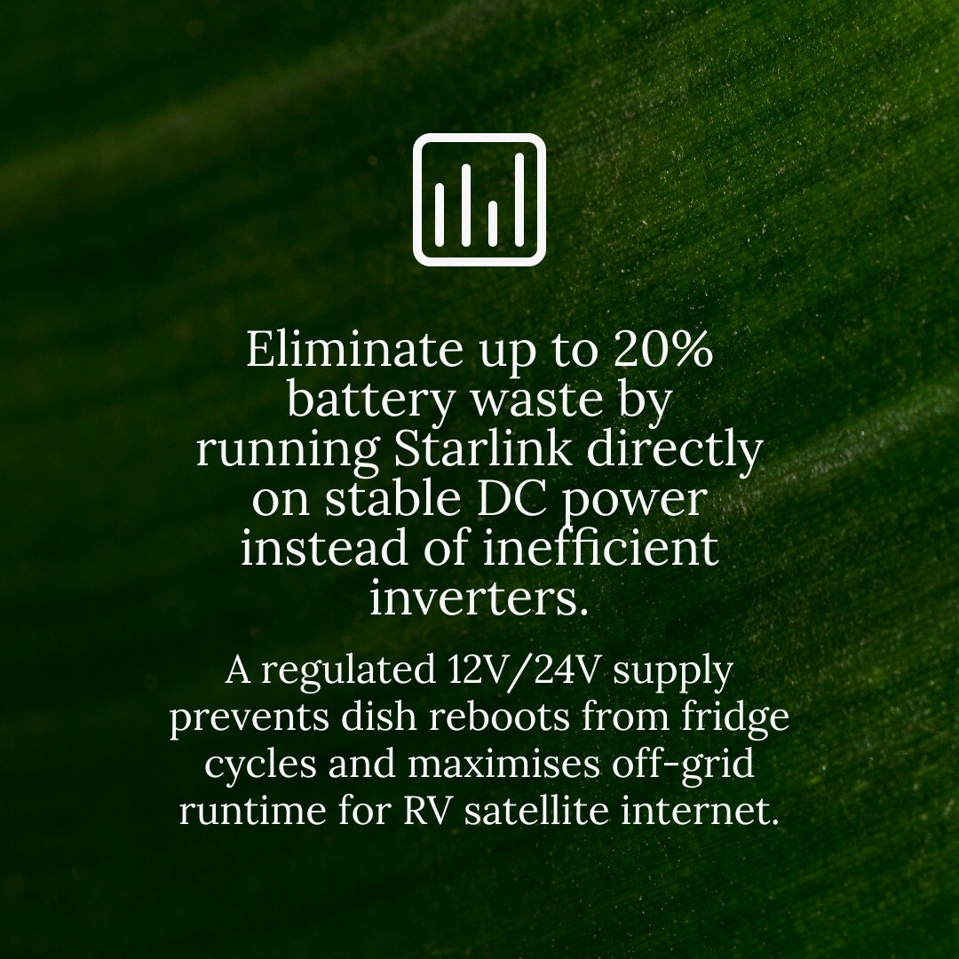 Infographic showing power efficiency gains when using SpaceTek DC-DC power solutions versus traditional AC inverters
