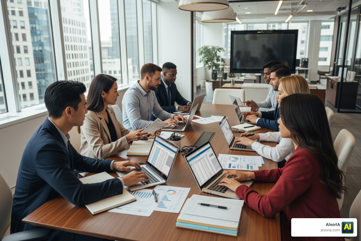 Accounting team collaborating effectively in a modern office environment