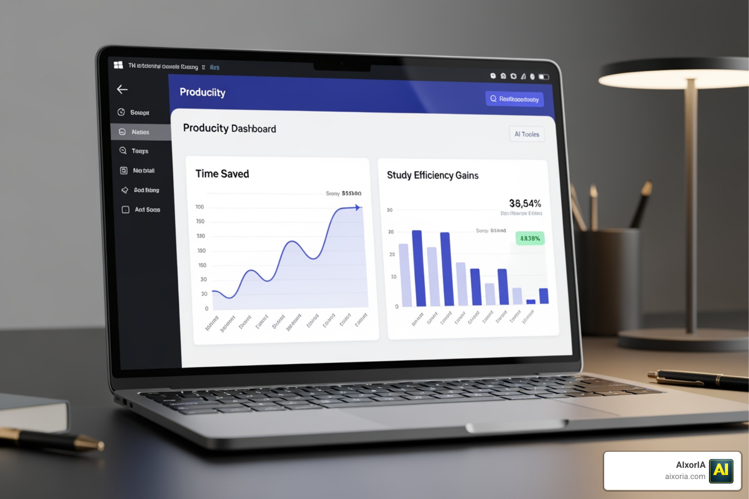 A dashboard showing productivity gains and time saved using AI tools