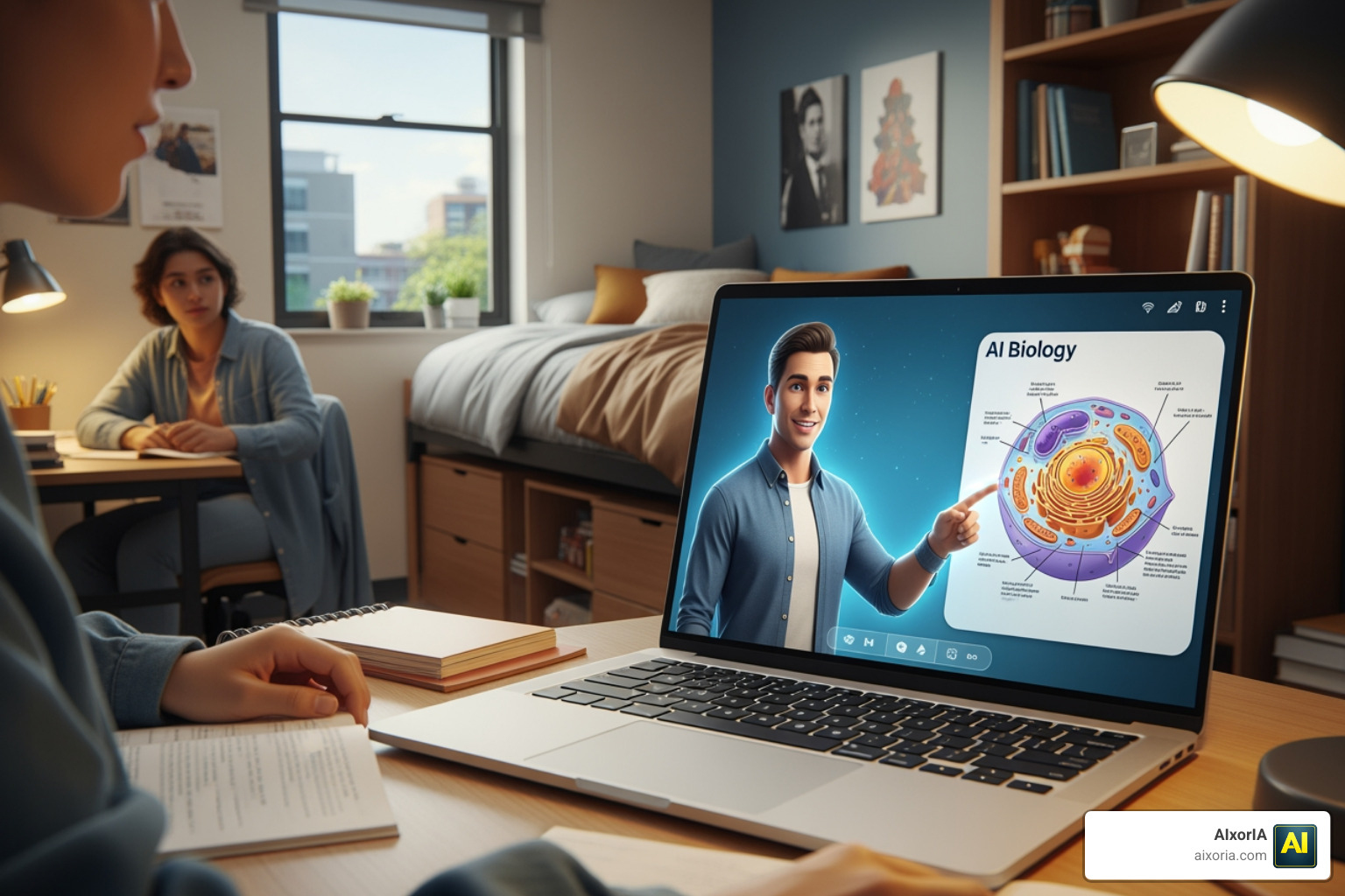 An AI tutor interface explaining a complex biology concept
