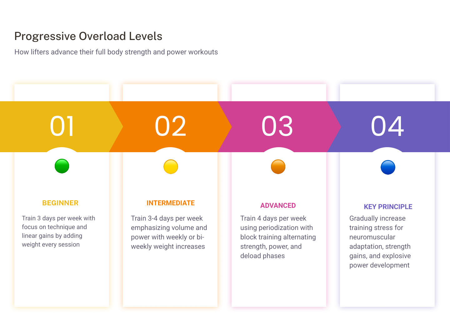 Lifter progression table: Beginner vs Intermediate vs Advanced infographic Lifter progression table: Beginner vs Intermediate vs Advanced infographic