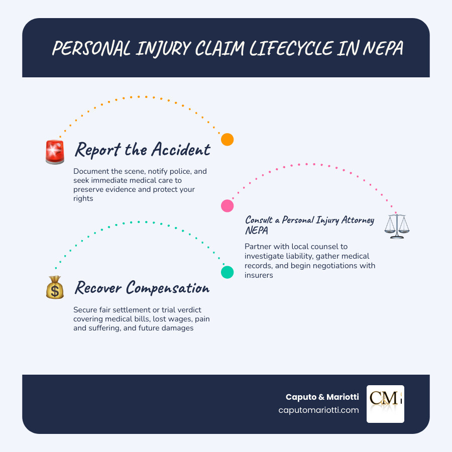 Infographic: Personal injury claim lifecycle from accident to compensation in NEPA infographic Infographic: Personal injury claim lifecycle from accident to compensation in NEPA infographic