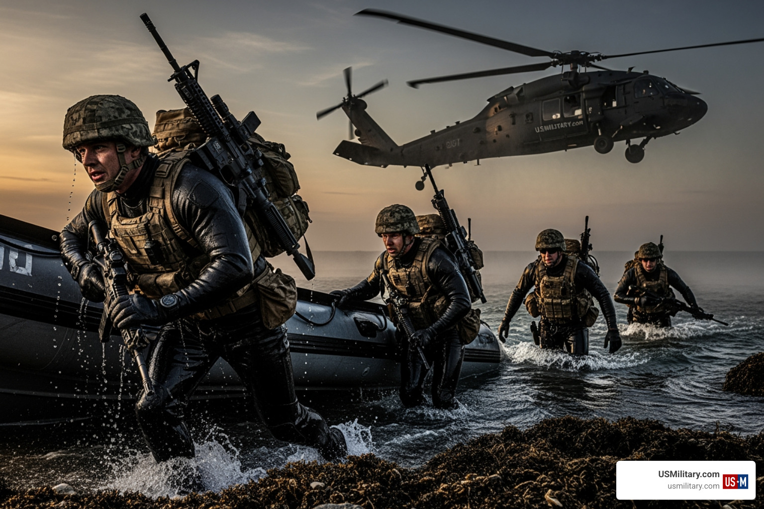 Navy SEALs during maritime training