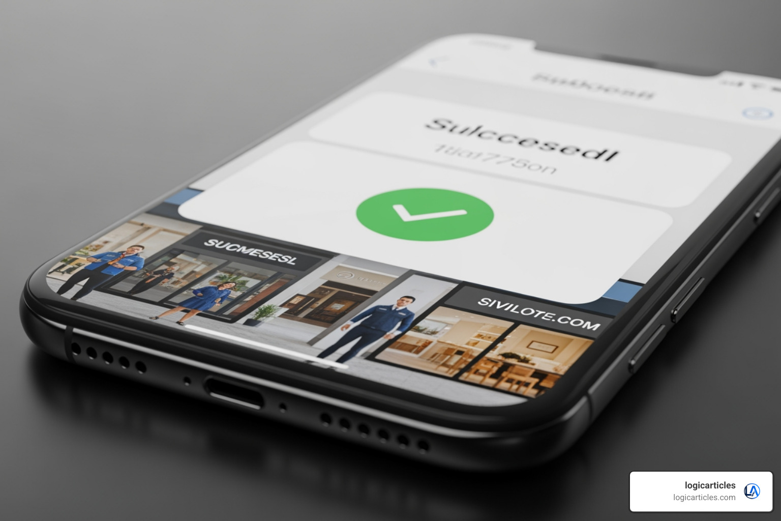 A sleek mobile payment gateway interface showing a successful transaction