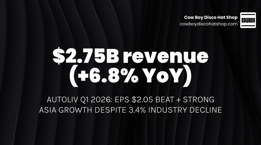 Autoliv Q1 2026 financial highlights: revenue, EPS beat, stock surge, margin, and guidance infographic