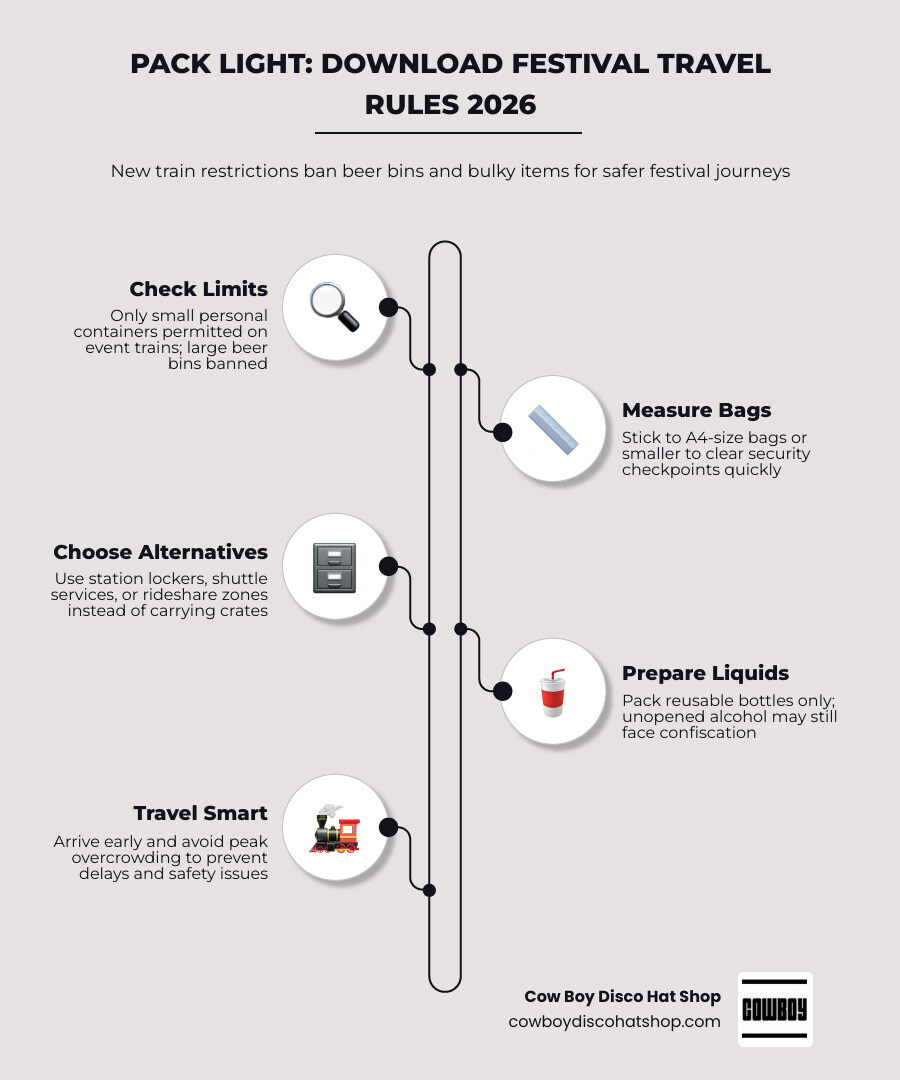 Infographic showing the new Pack Light rules for Download Festival train commuters in 2026 infographic Infographic showing the new Pack Light rules for Download Festival train commuters in 2026 infographic